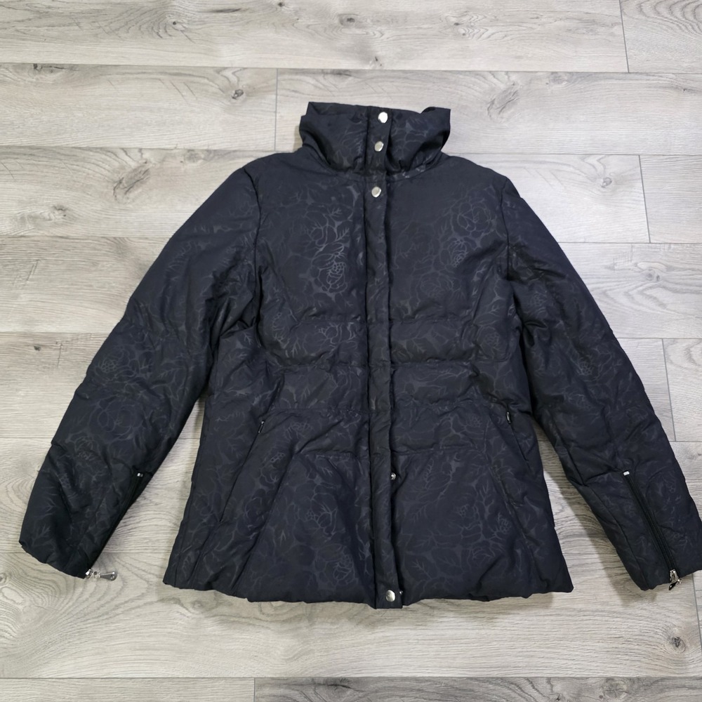Mackintosh New England Down Insulated Coat‎ Womens Size M Black Floral Pattern
